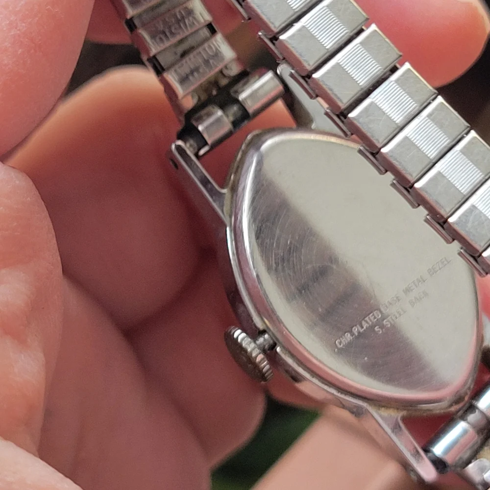 Vintage Timex Marquise Dainty Silver & Navy Blue Classic Stretch Watch